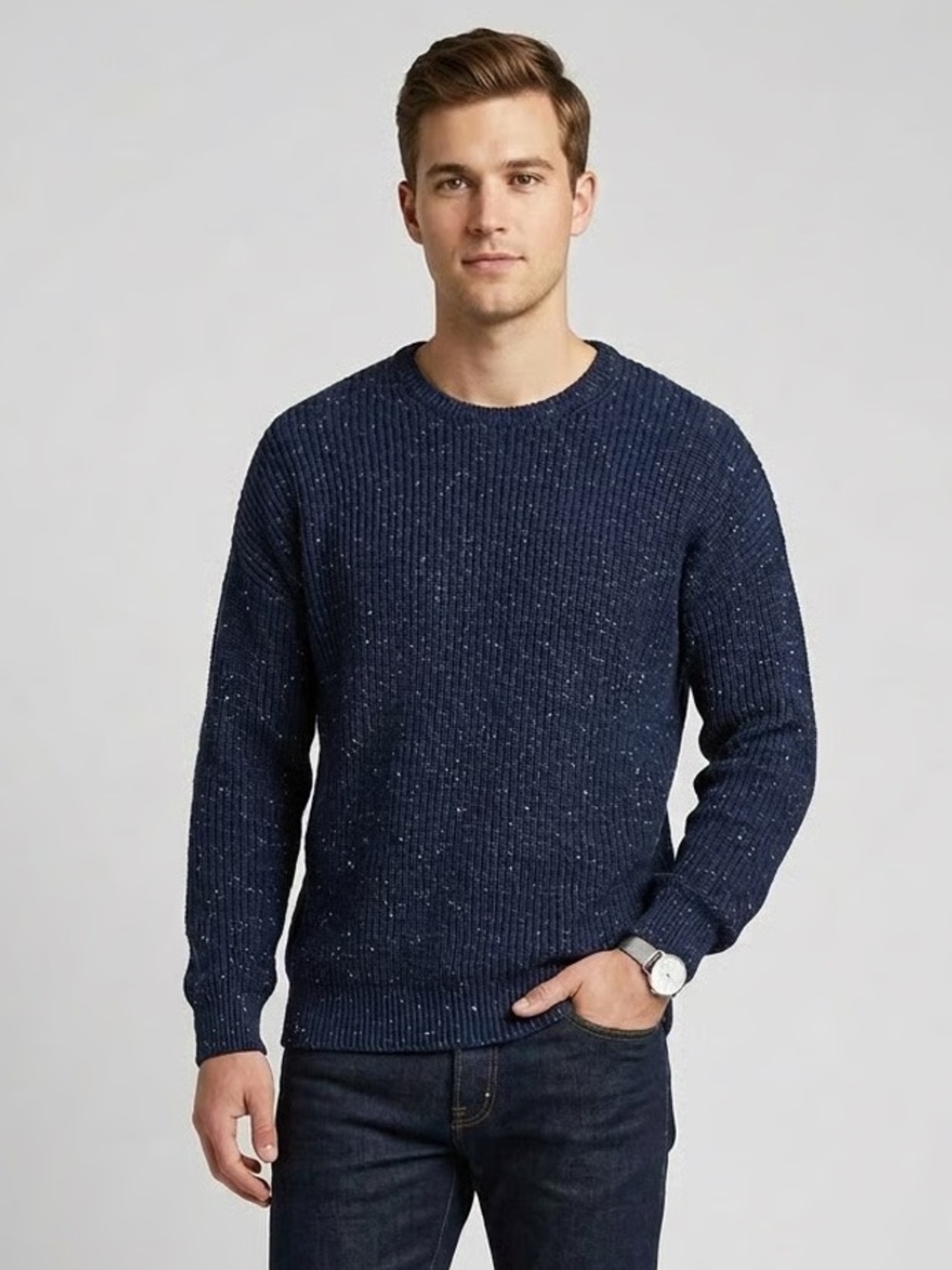 CARBON | Navy Blue Speckled Sweater Sz L